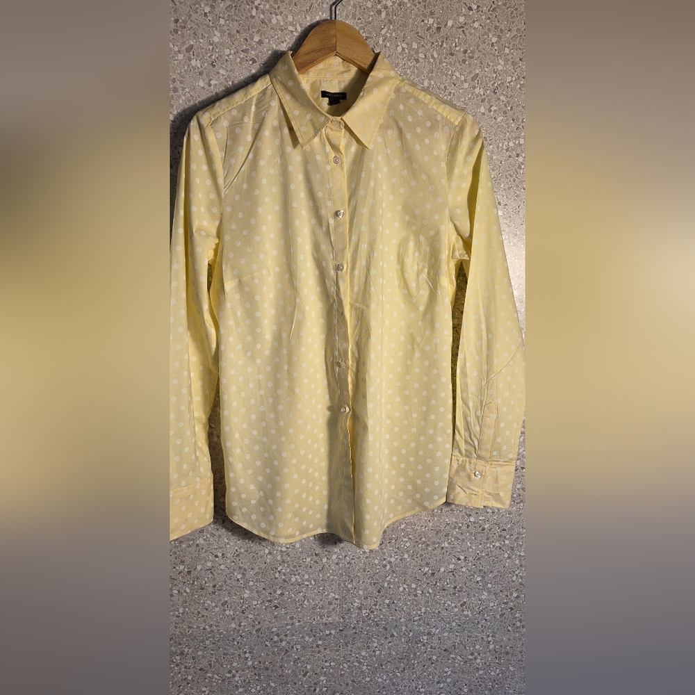 Ann Taylor Yellow Polka Dot Casual Shirt